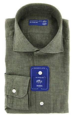 Barba Napoli Olive Green Shirt - Extra Slim