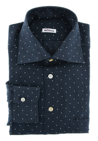 Kiton Navy Blue Shirt - Slim